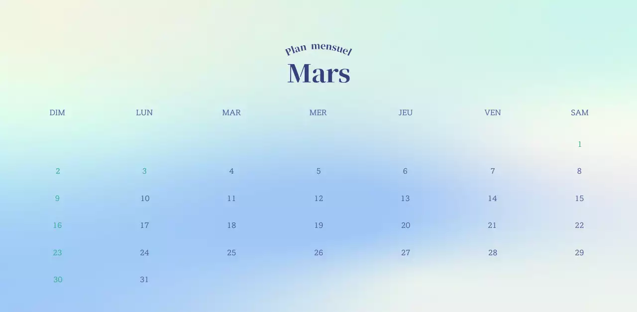 Calendrier minimaliste dégradé