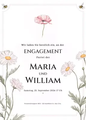 Verlobungseinladung mit weißem Blumenmuster