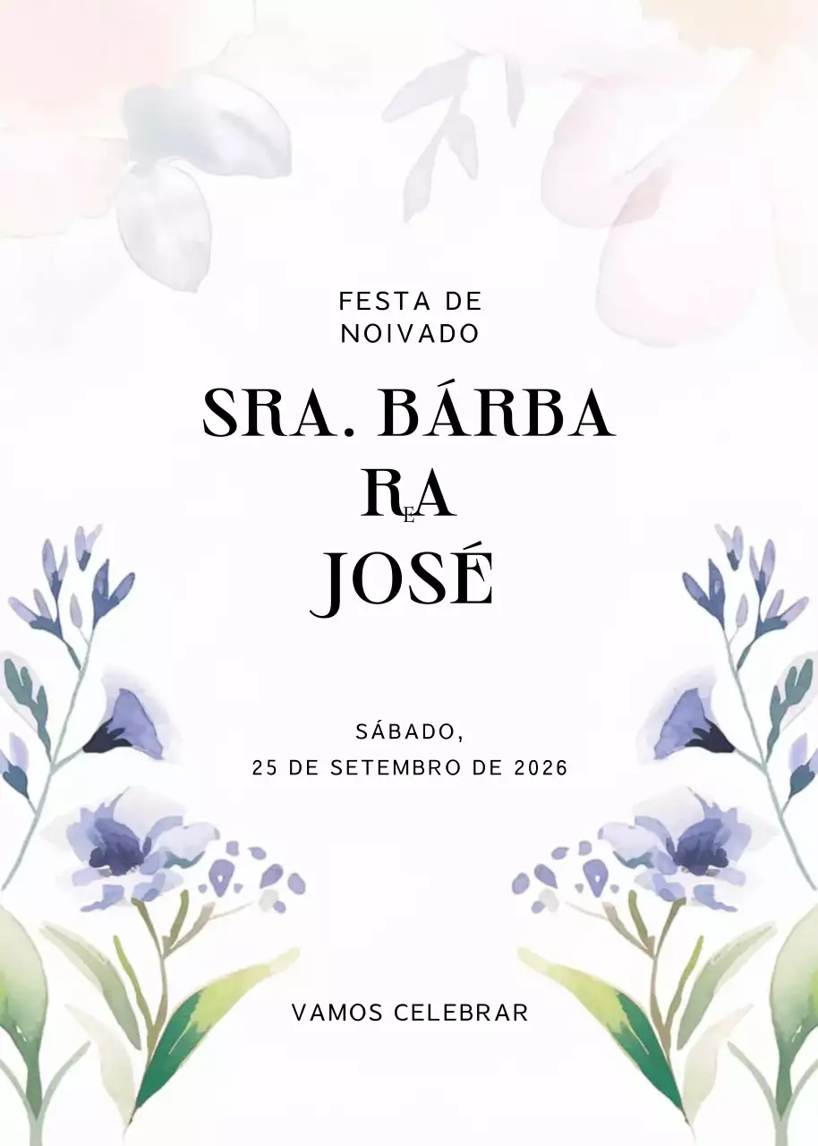Convite de noivado branco e elegante