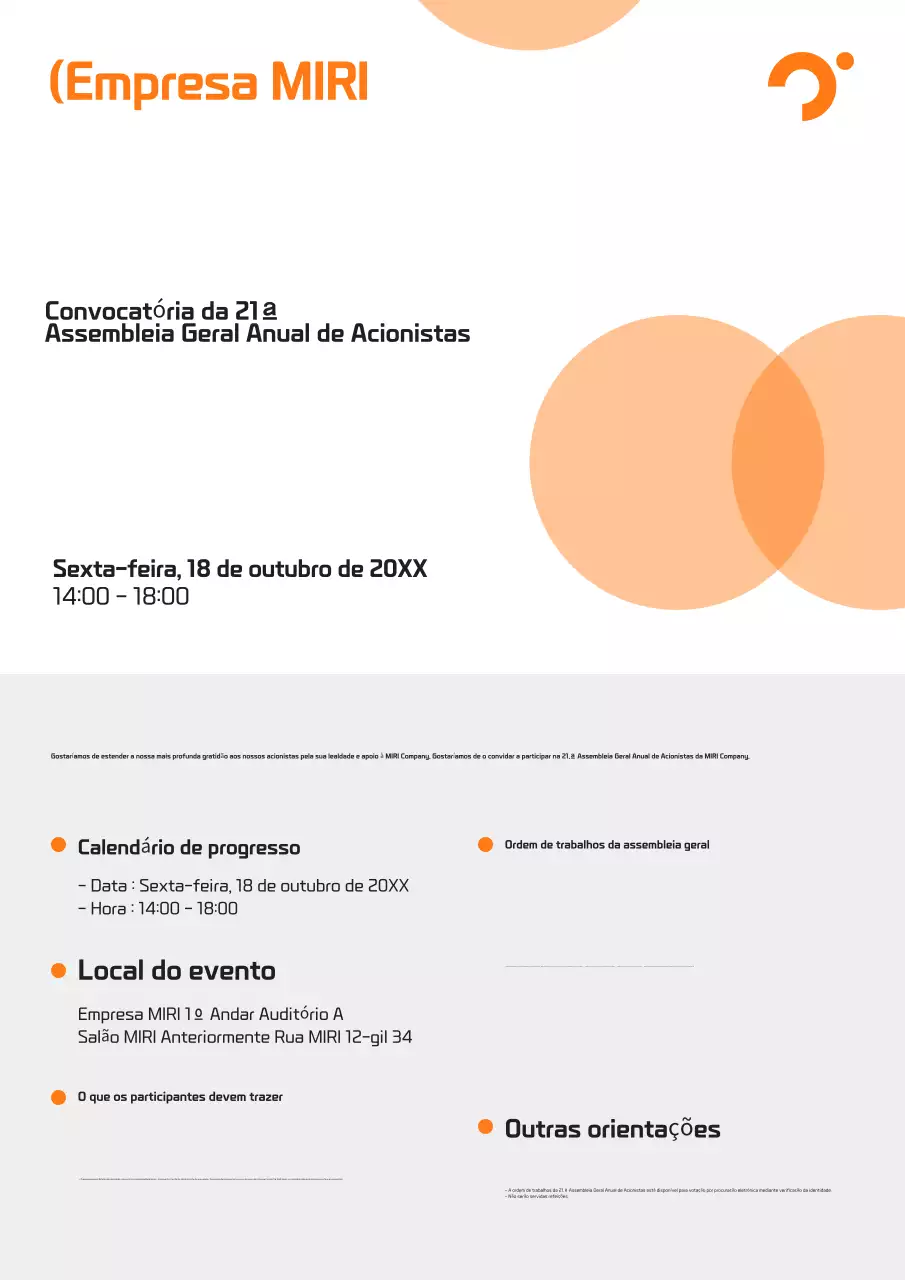 Convocatória da Assembleia Geral de Acionistas da Orange Modern