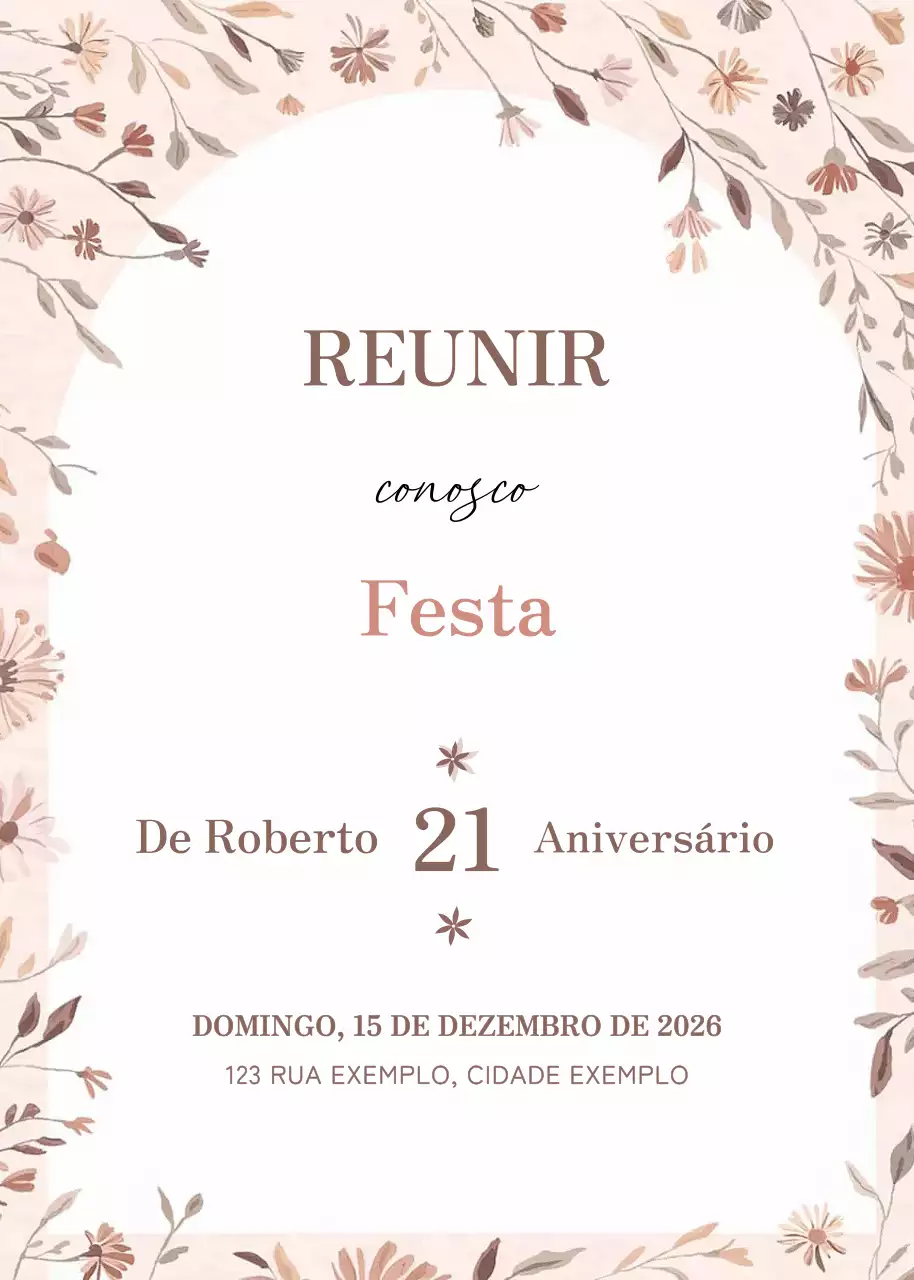 Convite de aniversário elegante bege