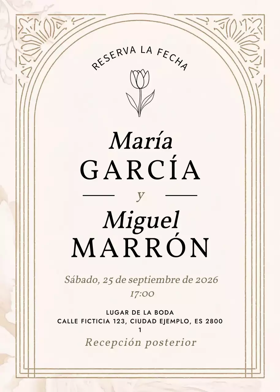 Invitación de boda elegante beige