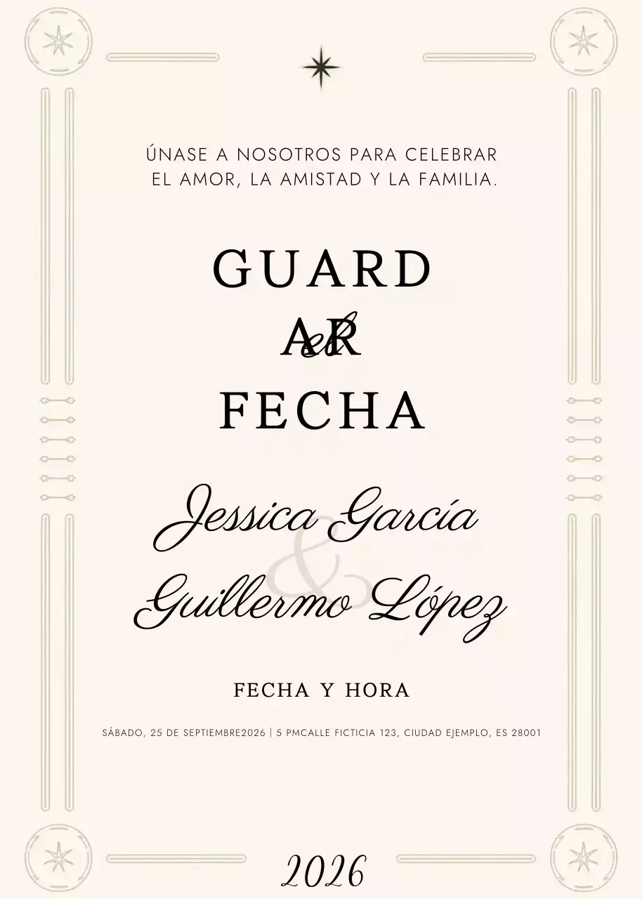 beige elegante invitación de boda