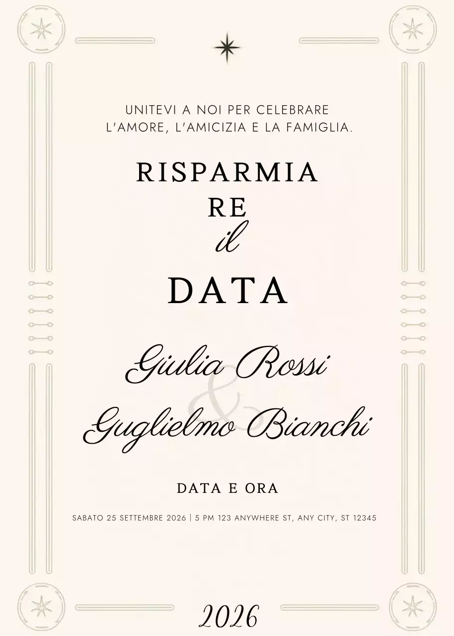 Invito di nozze elegante beige