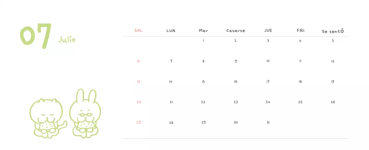 Calendario diario en marfil