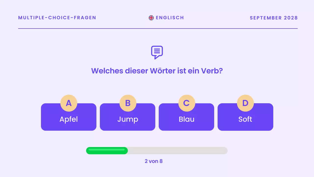Blaue moderne Quiz-Ankündigungspräsentation
