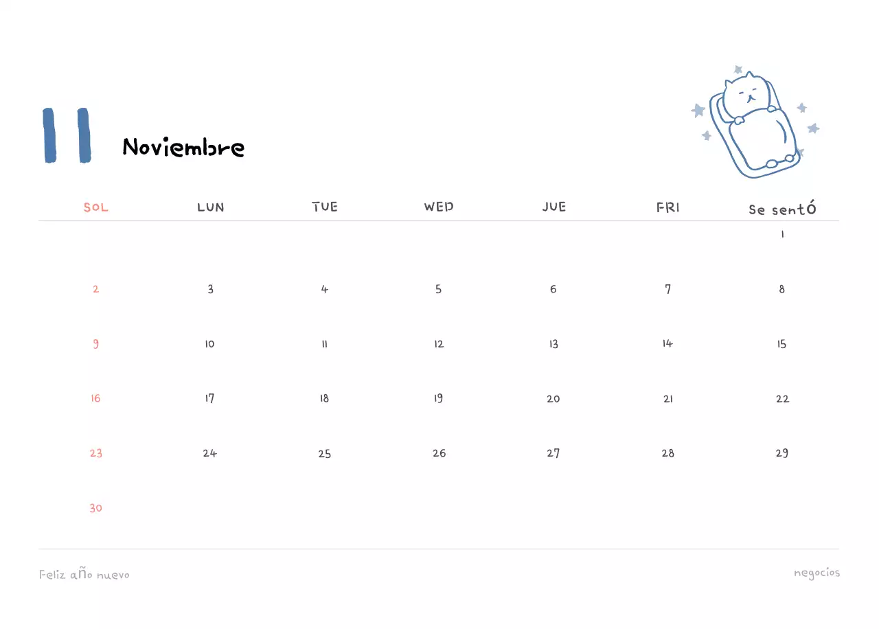 Calendario diario en marfil