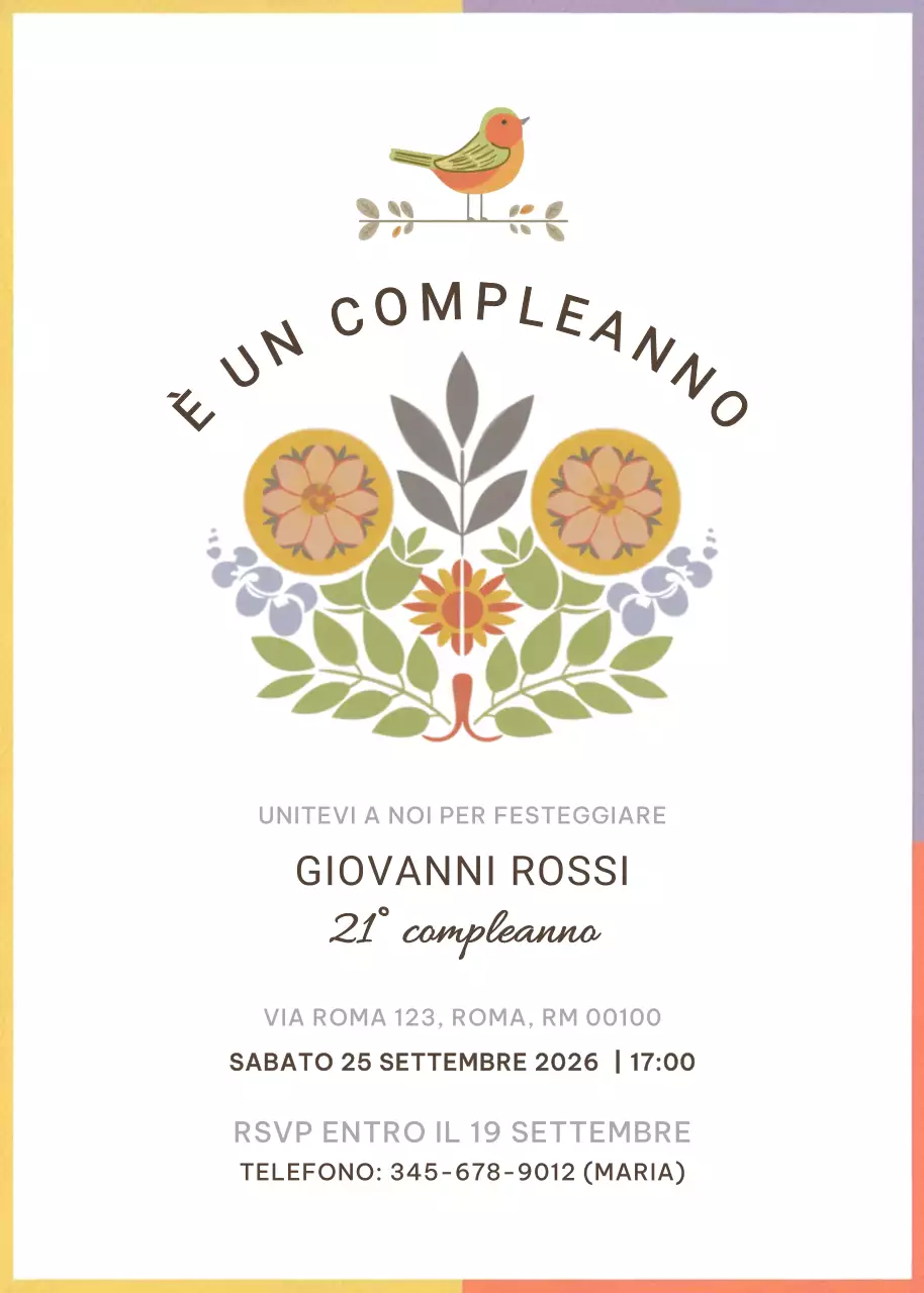 Invito di compleanno botanico bianco