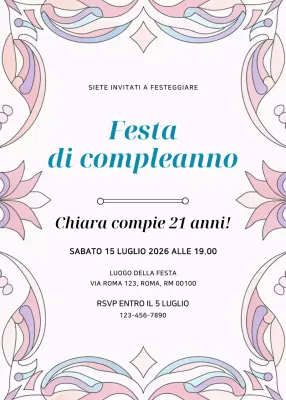 Invito di compleanno floreale rosa