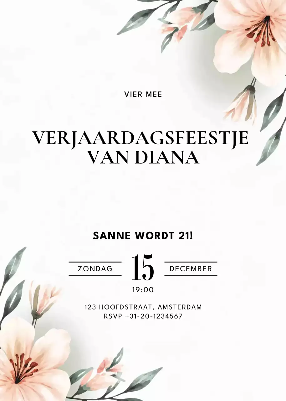 uitnodiging witte elegante verjaardag