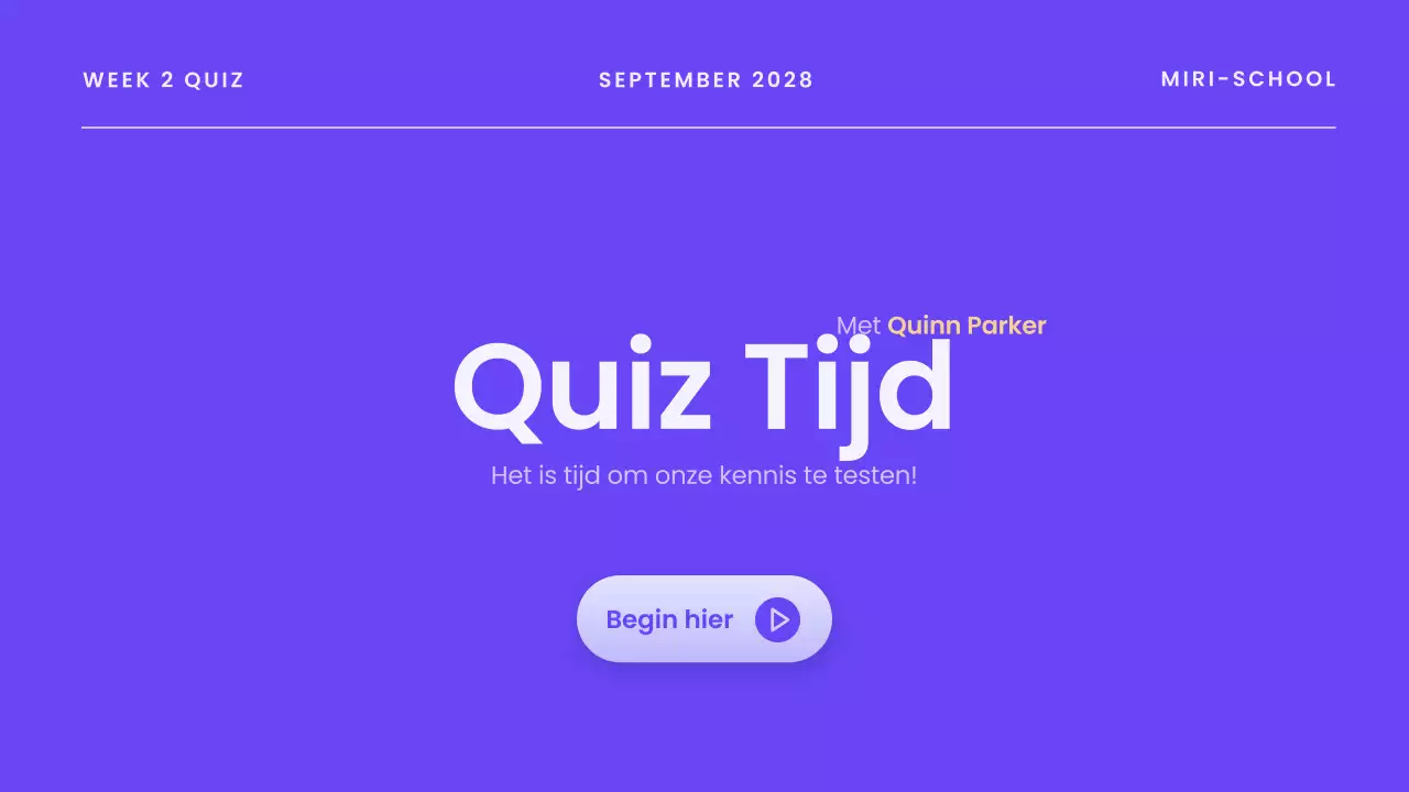 Blauwe moderne quiz aankondigingspresentatie