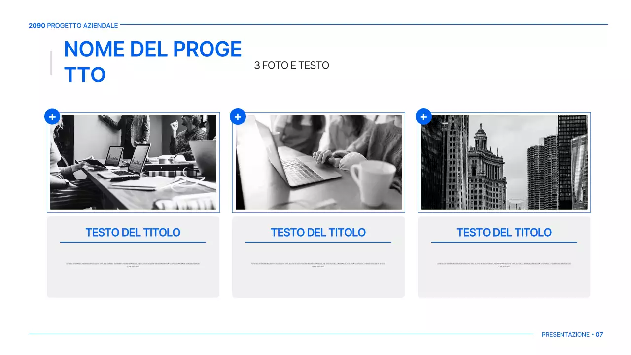 Un semplice piano aziendale globale in bianco e blu