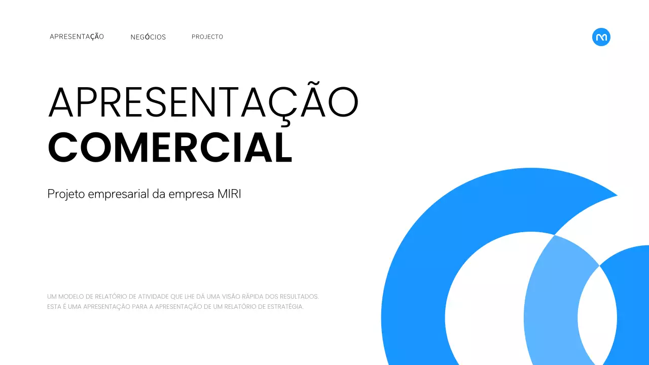 Um plano de negócios simples em branco e azul
