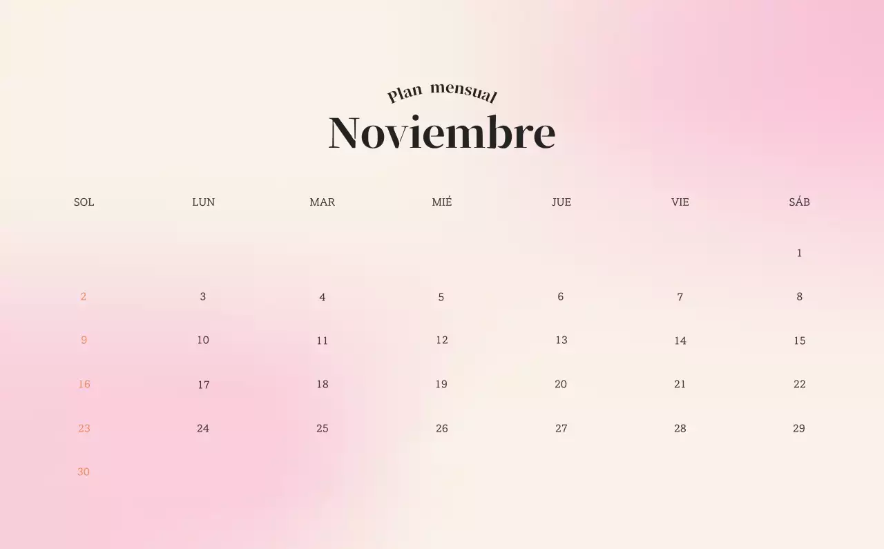 Calendario minimalista degradado