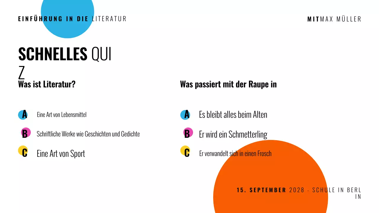 Multicolor-Kurs Präsentation moderner Literatur