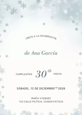 Elegante invitación de cumpleaños blanca