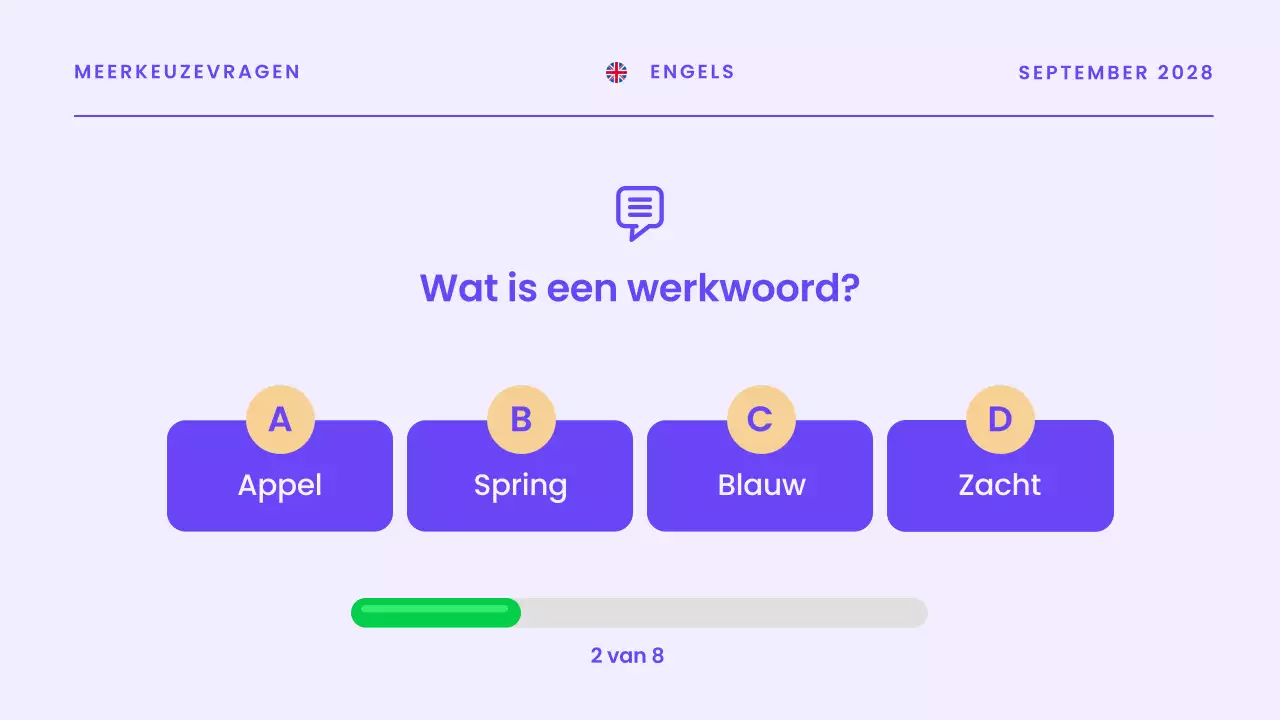Blauwe moderne quiz aankondigingspresentatie