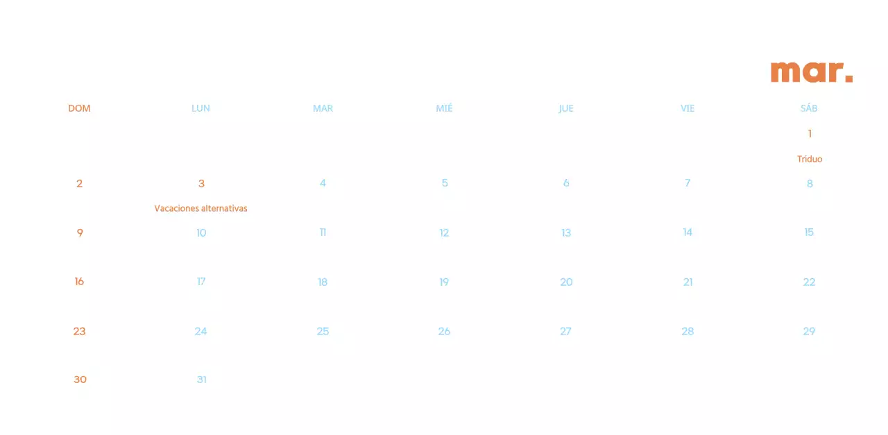 Calendario comercial con simpáticas ilustraciones