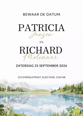 Witte elegante huwelijksuitnodiging