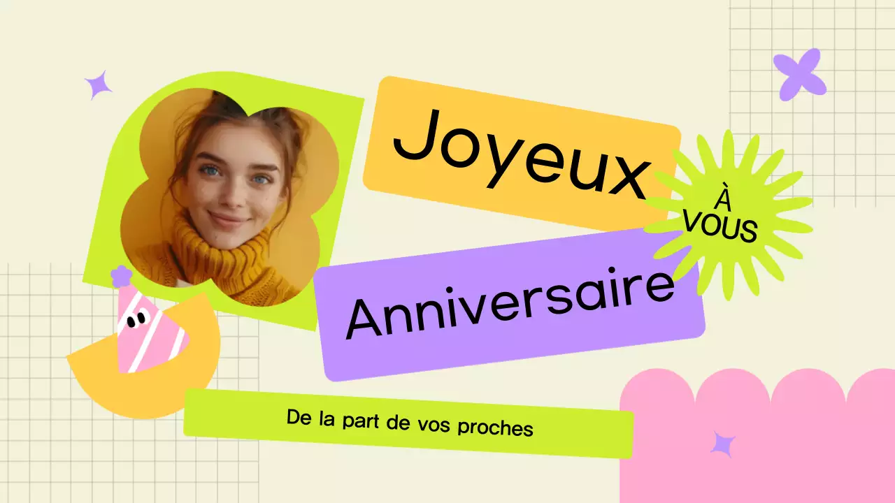 carte d'anniversaire moderne jaune