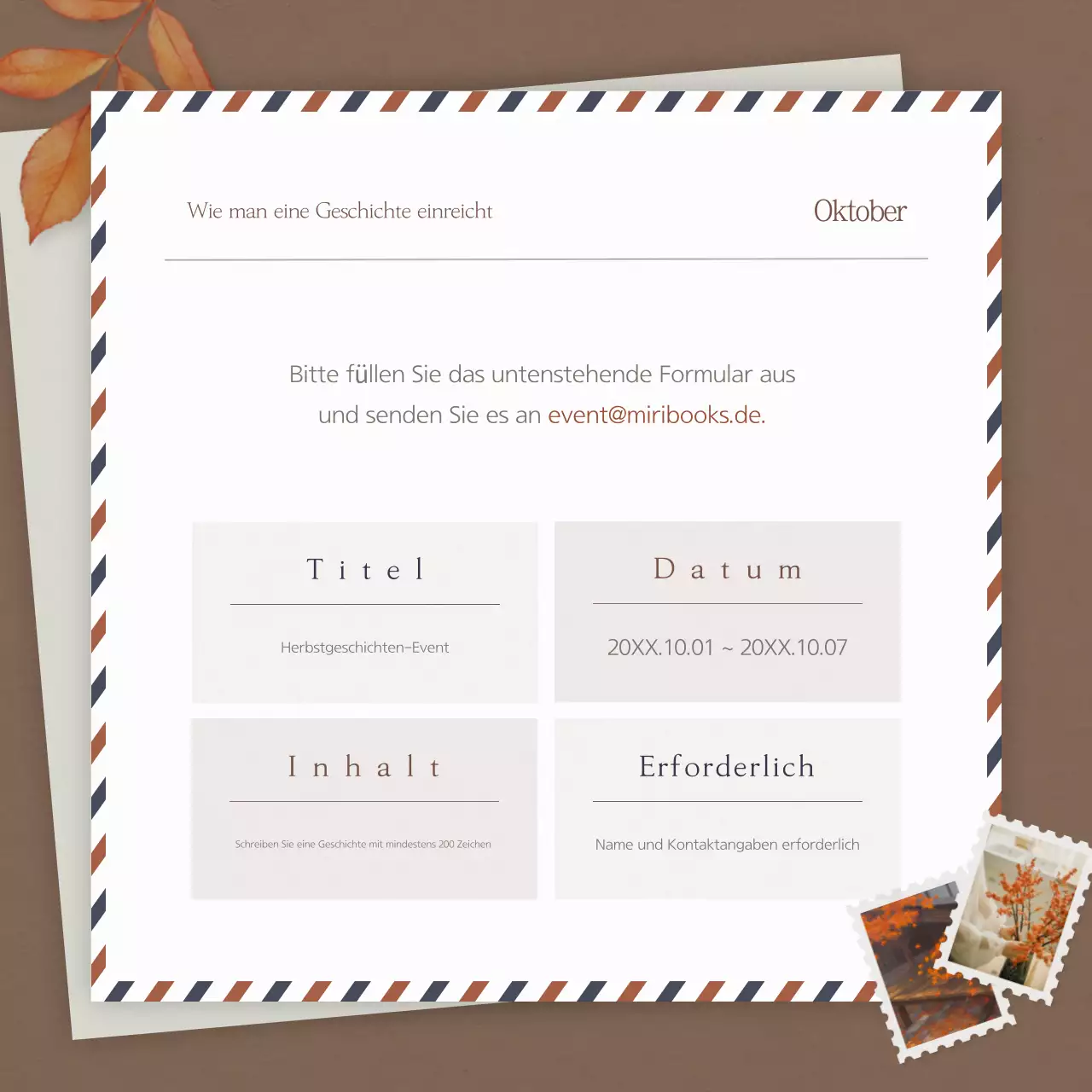 Eine einfache Herbstgeschichte in Braun zur Werbung für Ihre Veranstaltung