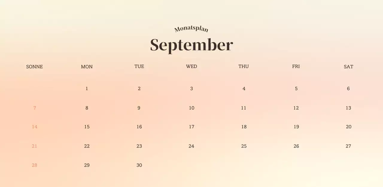 Minimalistischer Kalender mit Farbverlauf