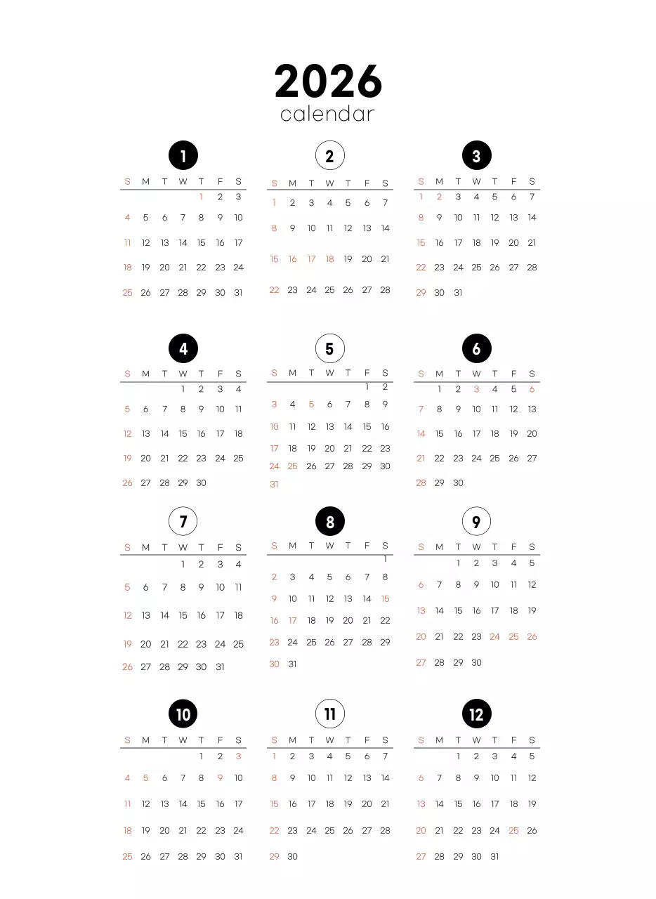 베이지 미니멀 카페 달력