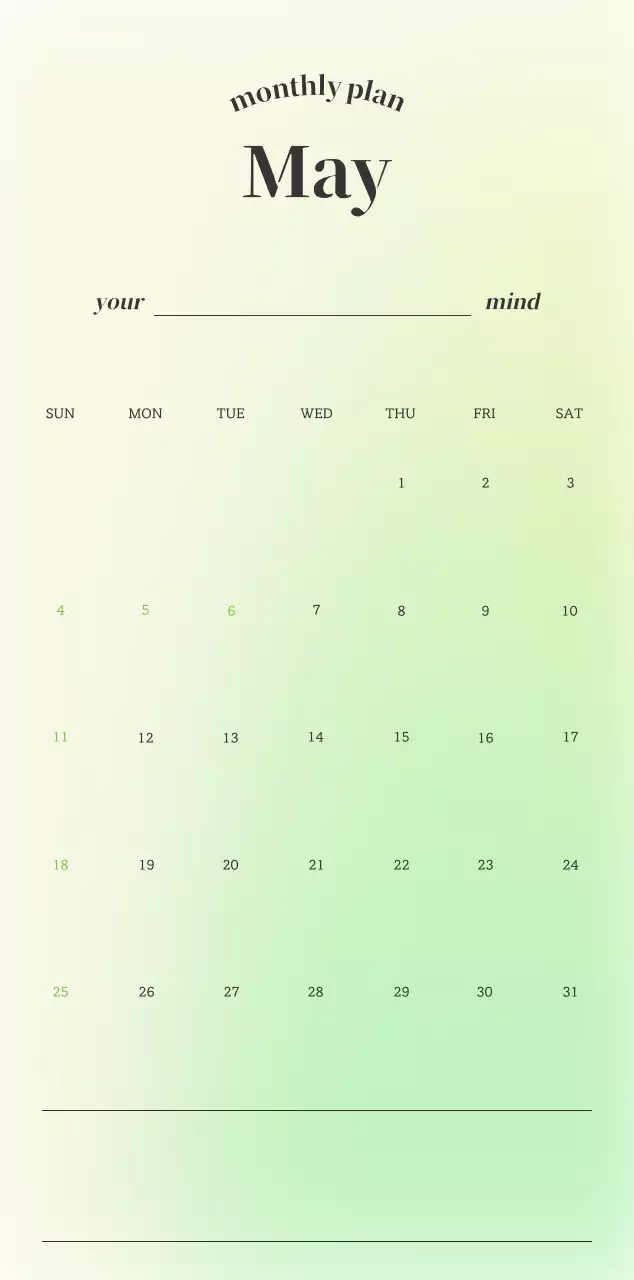 Gradient Minimalist Calendar