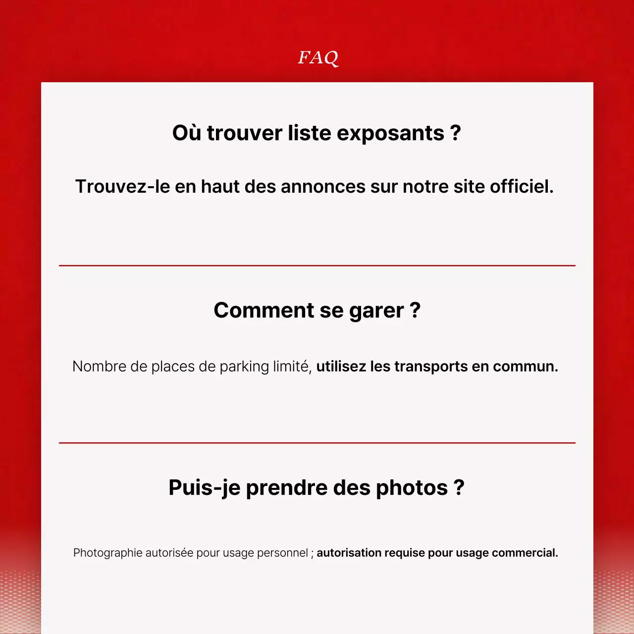 Annonces soignées de questions et réponses en rouge et blanc