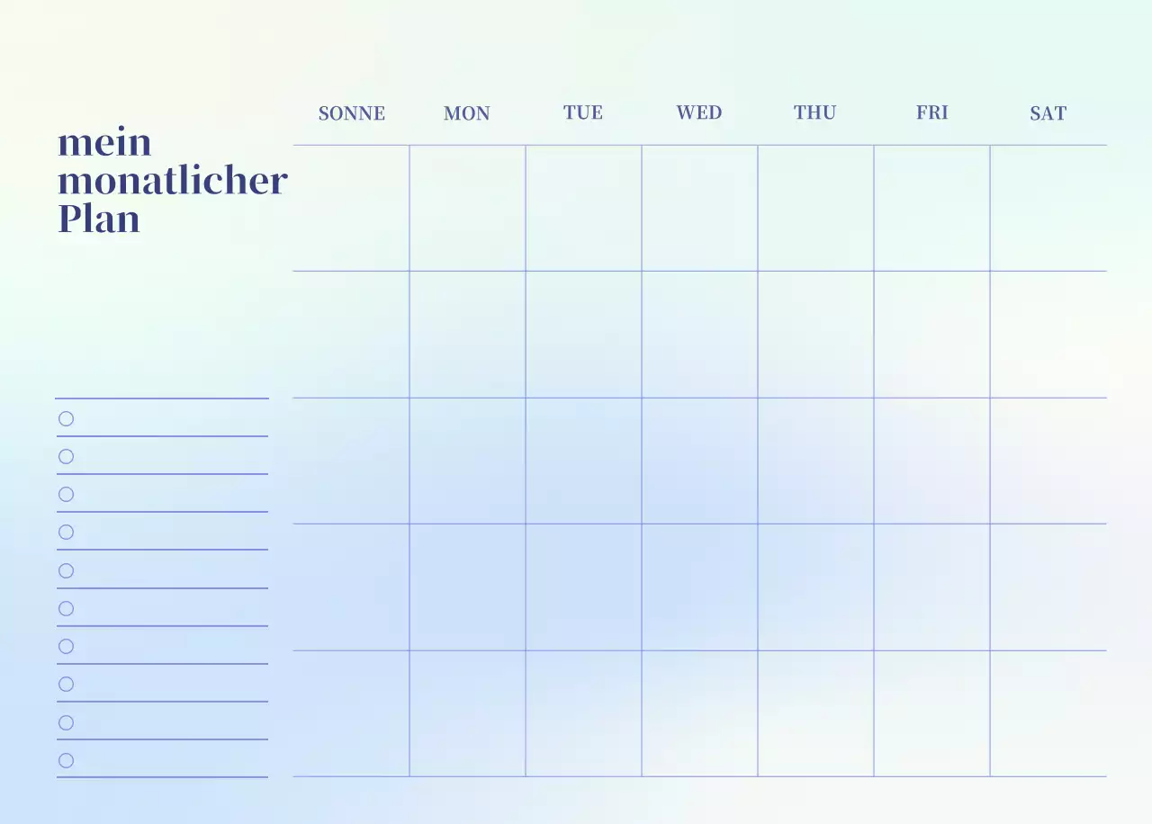 Minimalistischer Kalender mit Farbverlauf