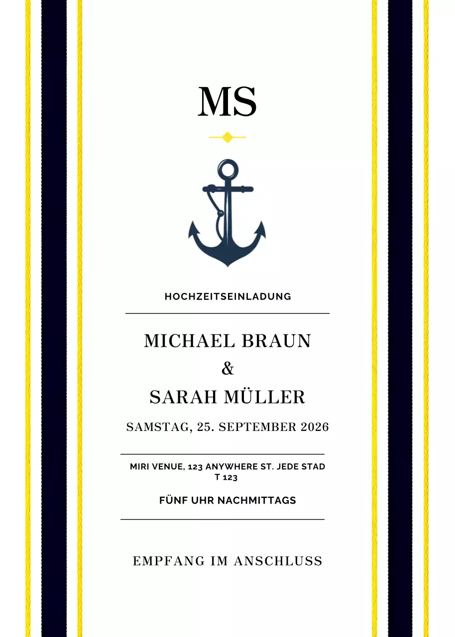 marineblau klassische Hochzeitseinladung