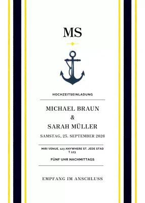 marineblau klassische Hochzeitseinladung