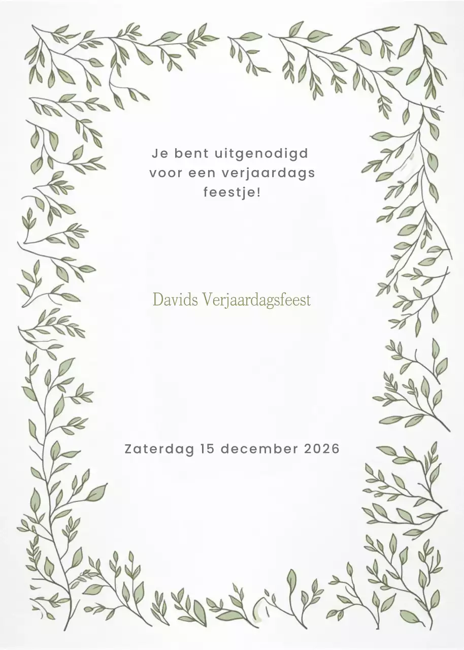 Groene botanische verjaardagsuitnodiging