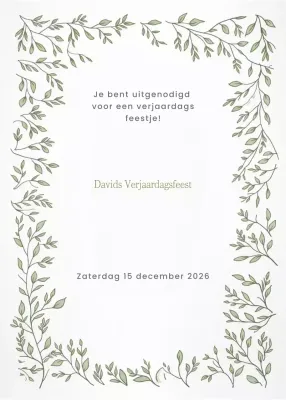 Groene botanische verjaardagsuitnodiging