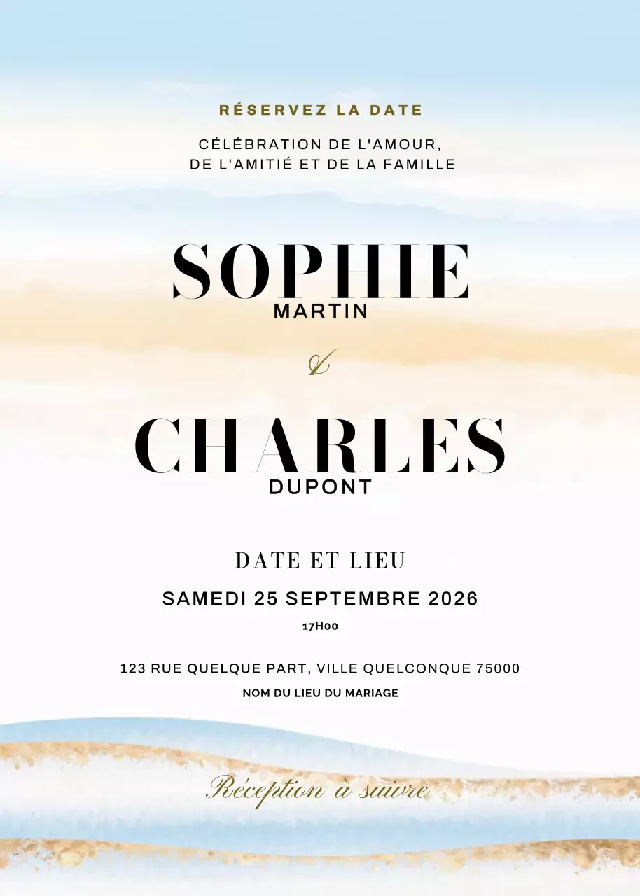 invitation de mariage beige et élégante