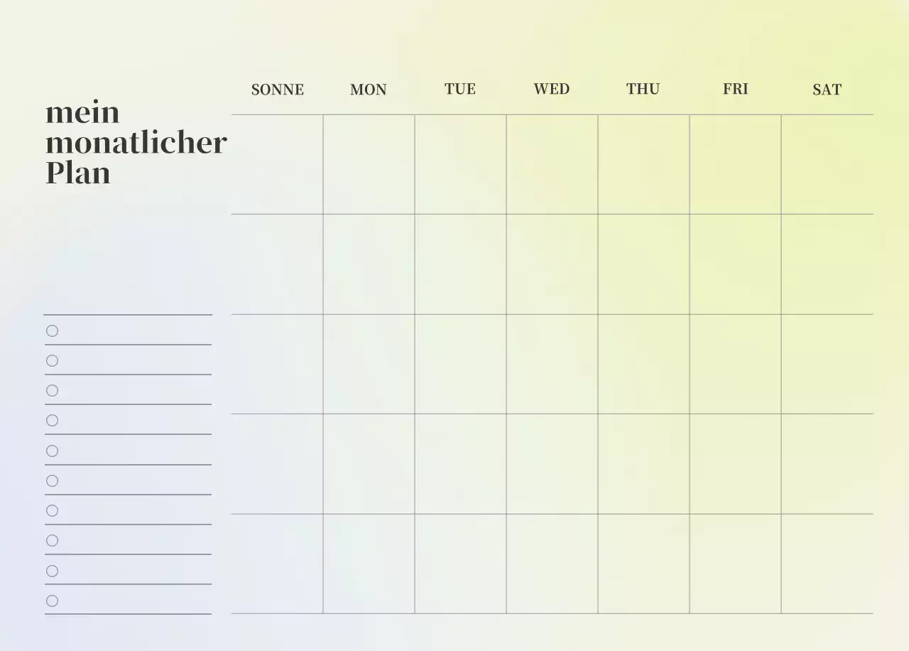 Minimalistischer Kalender mit Farbverlauf