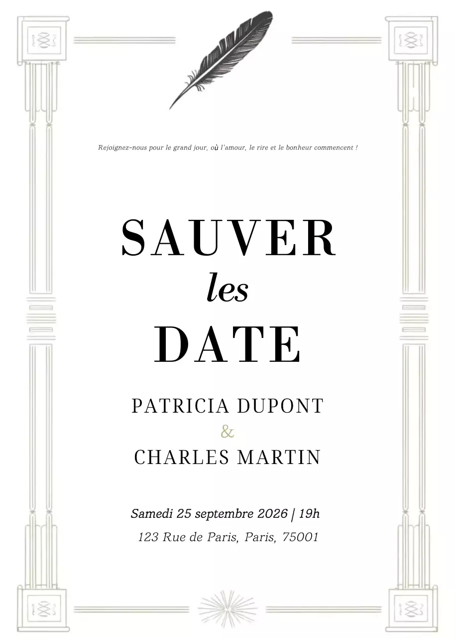 Invitation de mariage élégante et blanche
