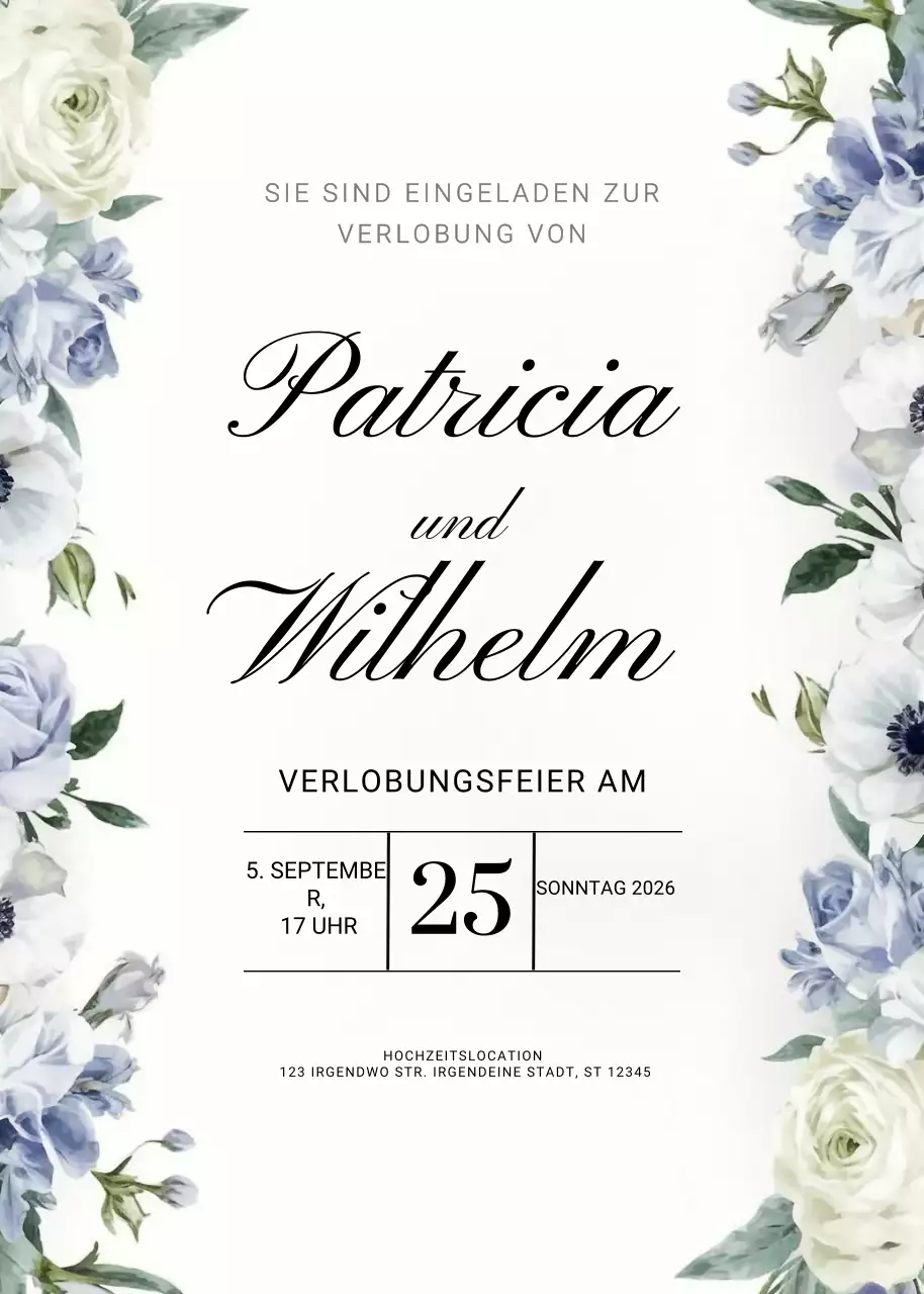 weiß elegant Verlobungseinladung