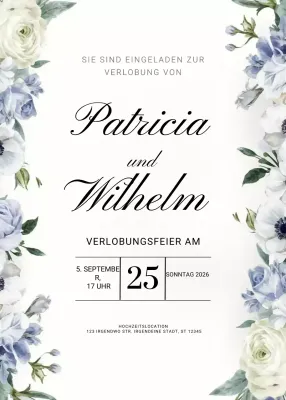 weiß elegant Verlobungseinladung