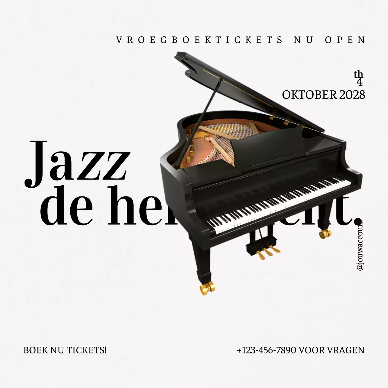 zwart wit elegant jazz evenement promotie