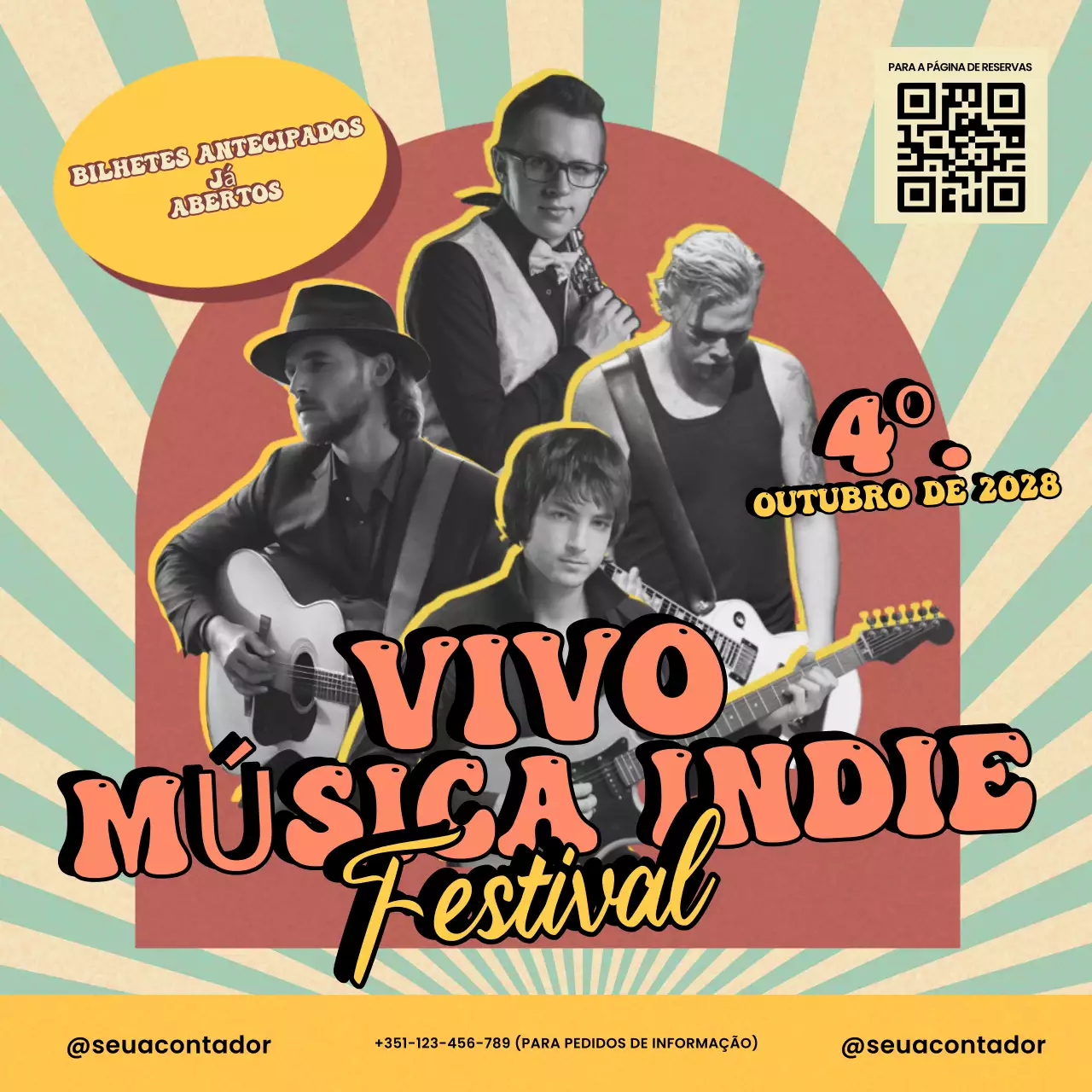 Anúncio de música retro bege