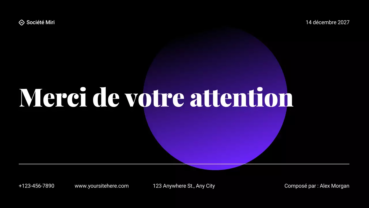 Présentation du plan marketing en dégradé noir et violet