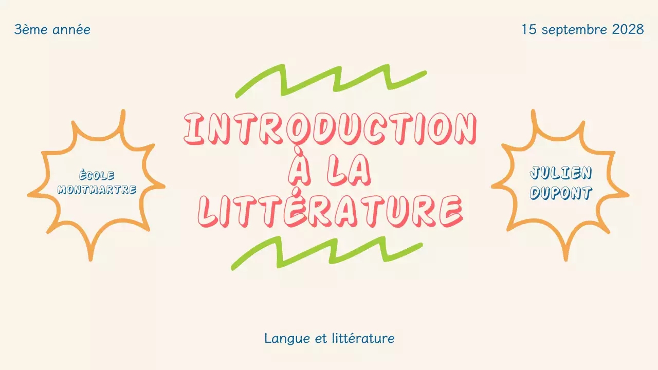 Présentation simple et colorée de la littérature pour les enfants