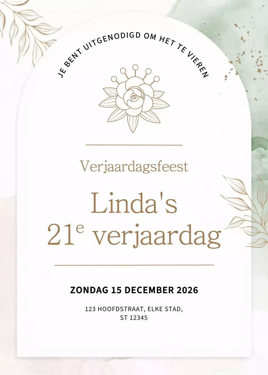 beige elegante verjaardagsuitnodiging