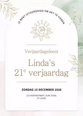 beige elegante verjaardagsuitnodiging