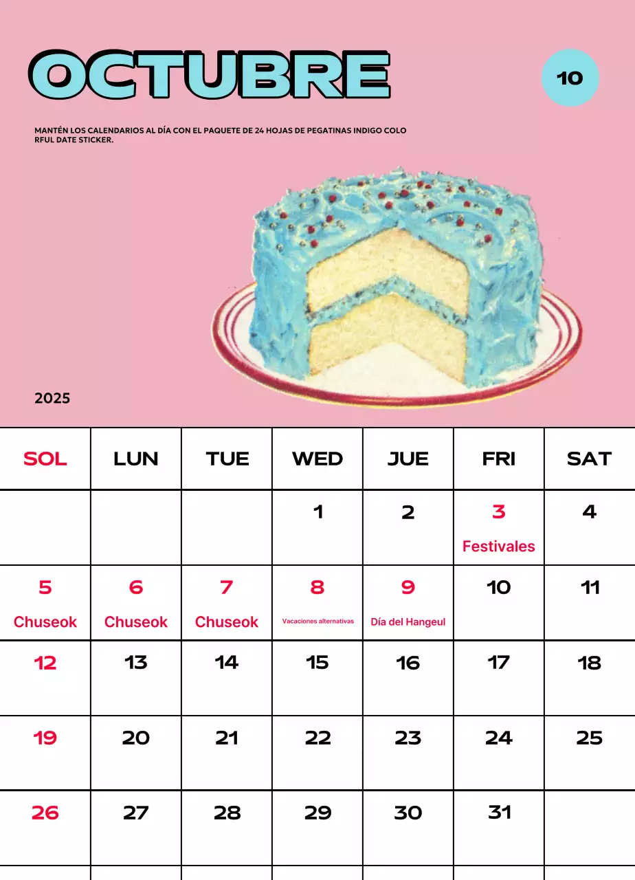 Coloridos calendarios con diversas ilustraciones retro