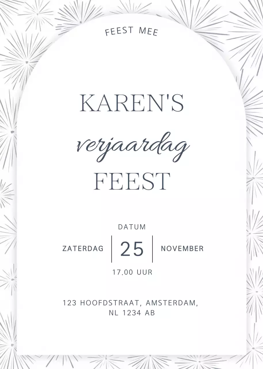 Witte elegante verjaardagsuitnodiging