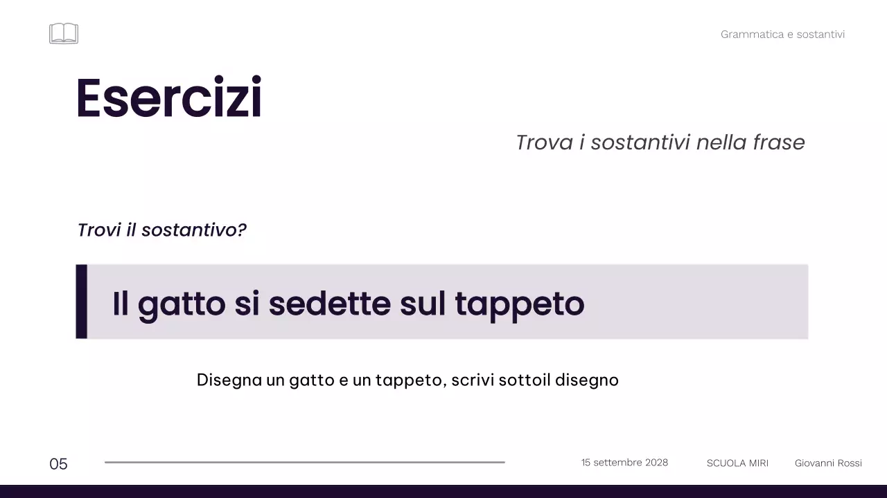 Materiale professionale minimalista per le lezioni di grammatica di 1a elementare
