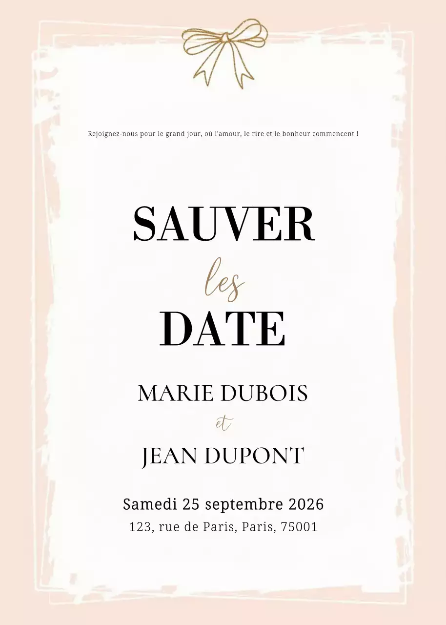 Invitation de mariage beige et élégante