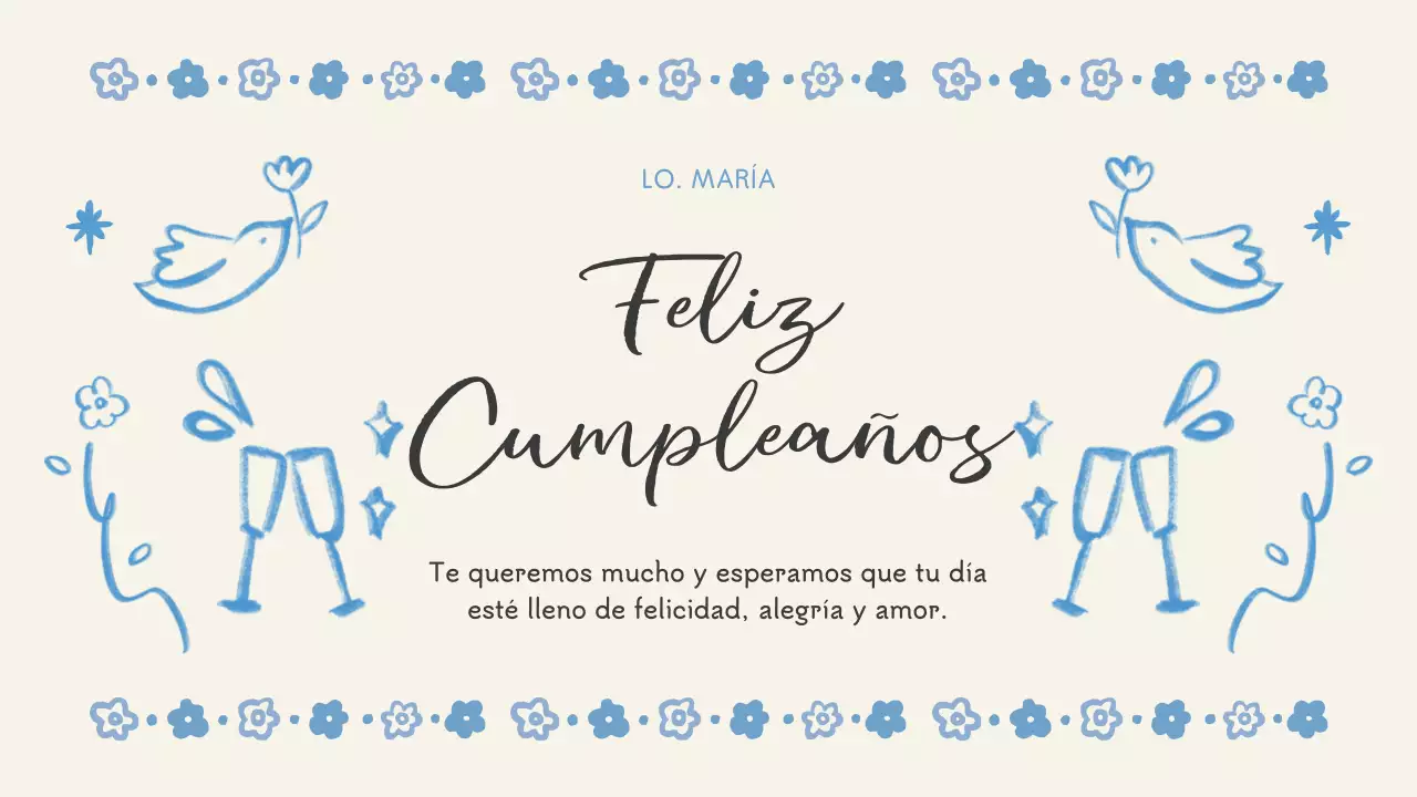 cumpleaños floral azul